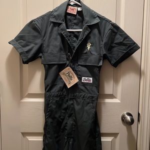 Pella Vet Spruce Green Poplin Coveralls Jumpsuit Short Sleeve XS Women’s